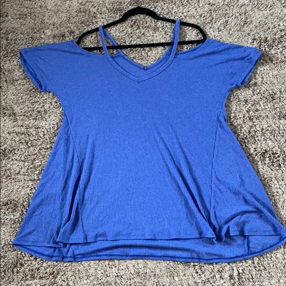 Royal Blue Cold Shoulder Top - Picture 6 of 8